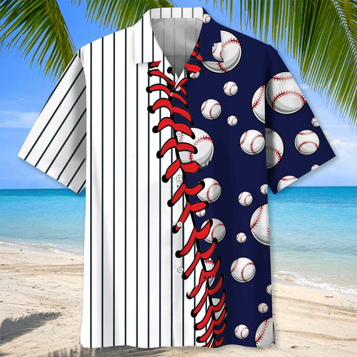 Stripes Baseball Hawaiian Shirt, custom shirt gift for men