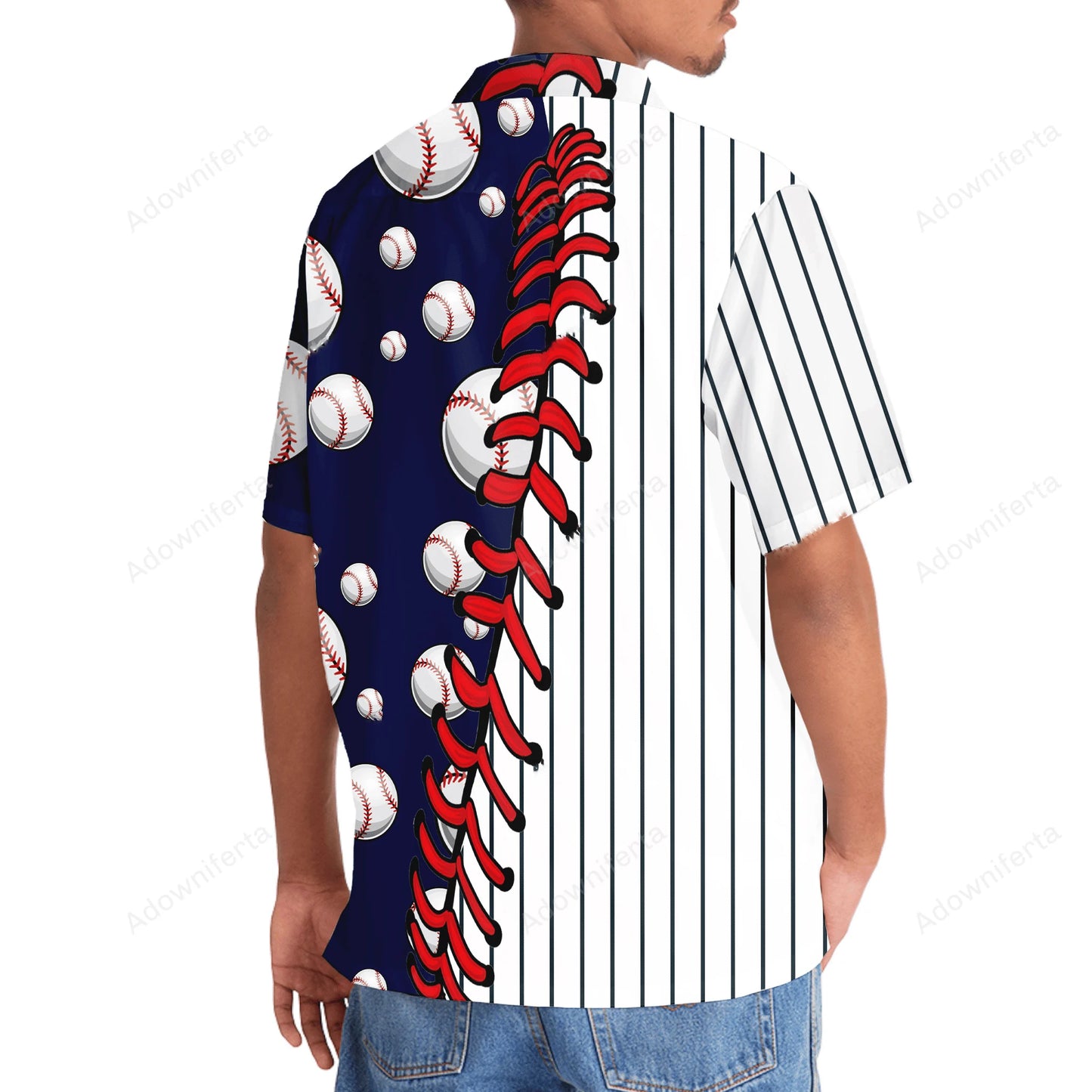 Stripes Baseball Hawaiian Shirt, custom shirt gift for men (view 2)