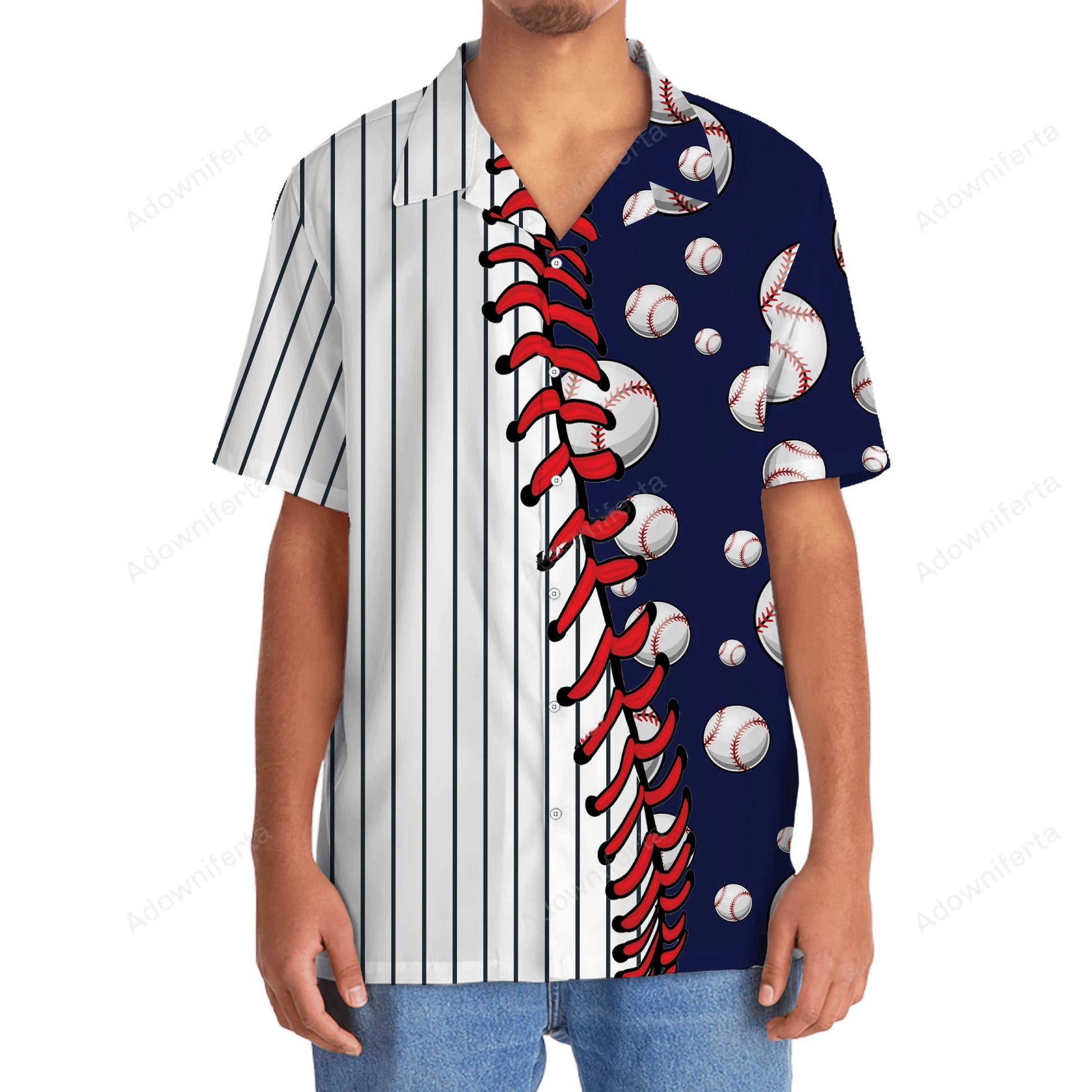 Stripes Baseball Hawaiian Shirt, custom shirt gift for men (view 3)
