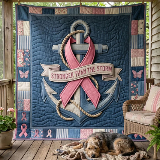 Stronger Than The Storm Anchor Quilt Blanket