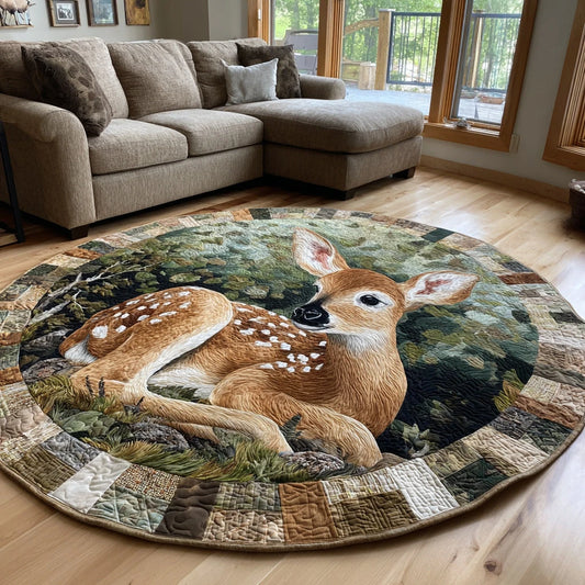 Stump Fawn Quilted Round Mat