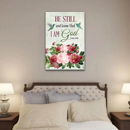 be still and know that i am god vintage flower hummingbird wall art canvas (view 11)