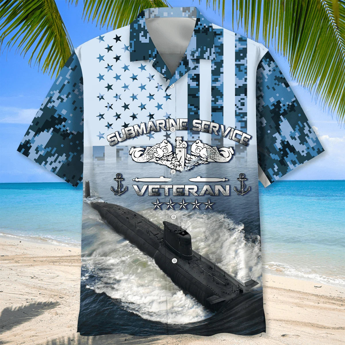 Submarine Service Veteran Hawaiian Shirt, custom shirt gift for men (view 2)