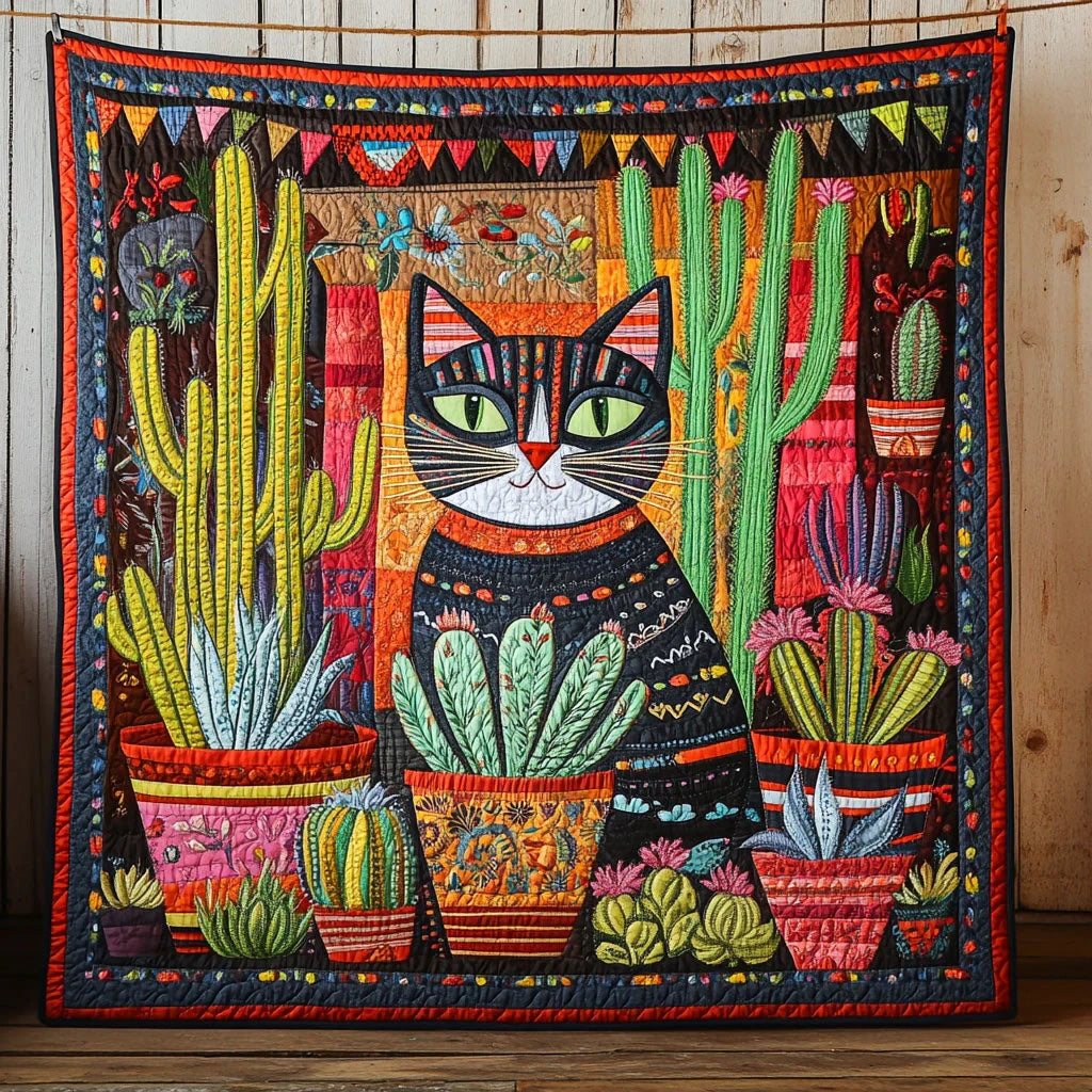 Succulent Sentinel Quilt Blanket