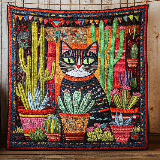 Succulent Sentinel Quilt Blanket