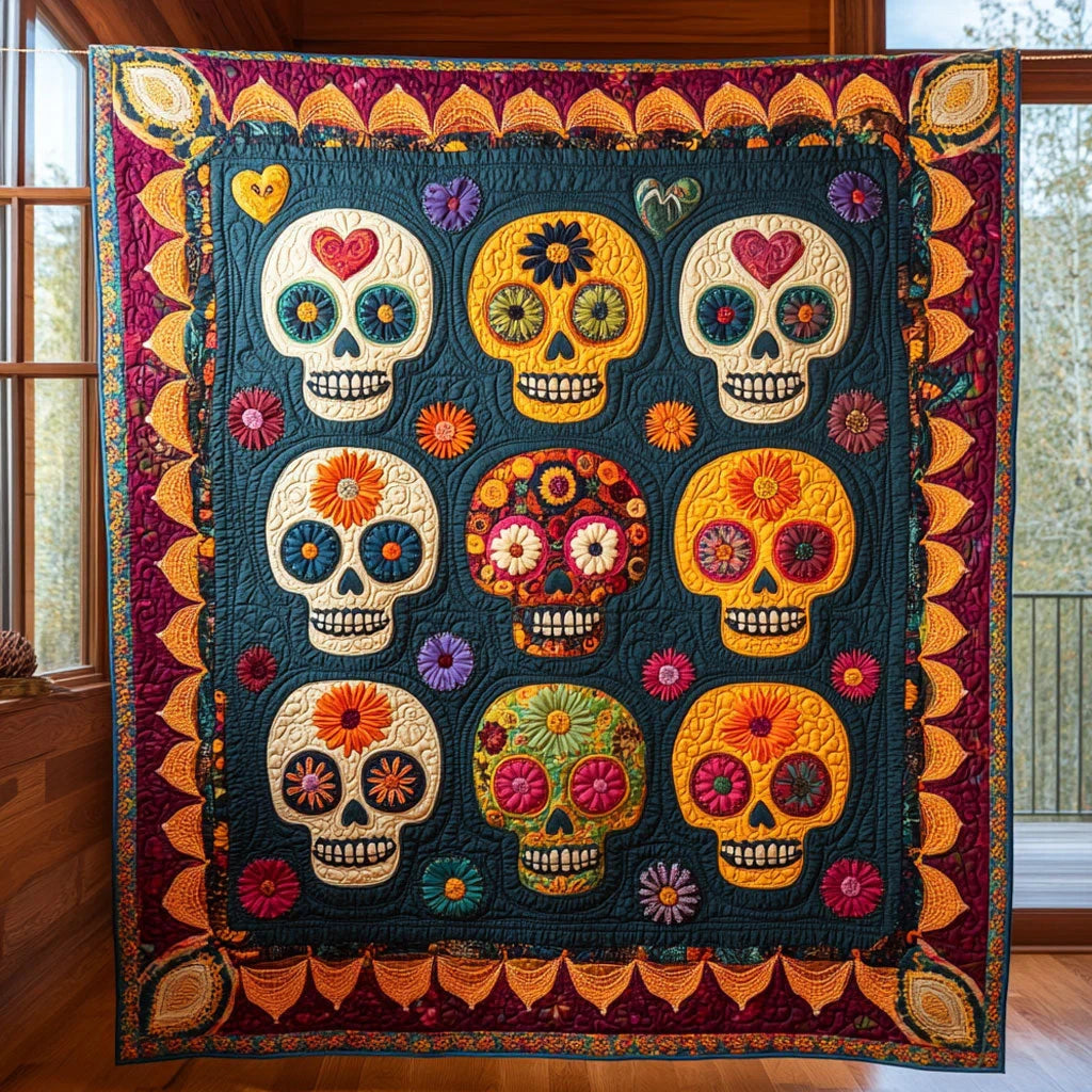 Sugar Skull Garden Quilt Blanket