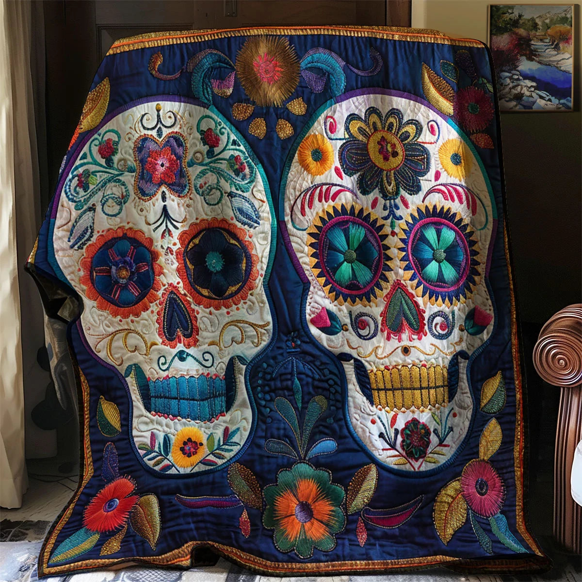 Sugar Skull Quilt Blanket
