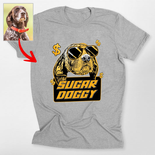 Sugar Doggy Custom Unisex T-Shirt for Human, custom pet portrait gift for pet lovers