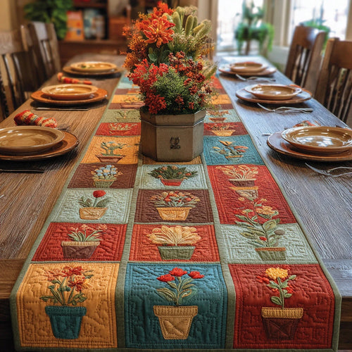 Summer Terracotta Quilted Table Runner