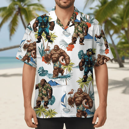 Summer Bigfoot Hawaiian Shirt, custom shirt gift for men