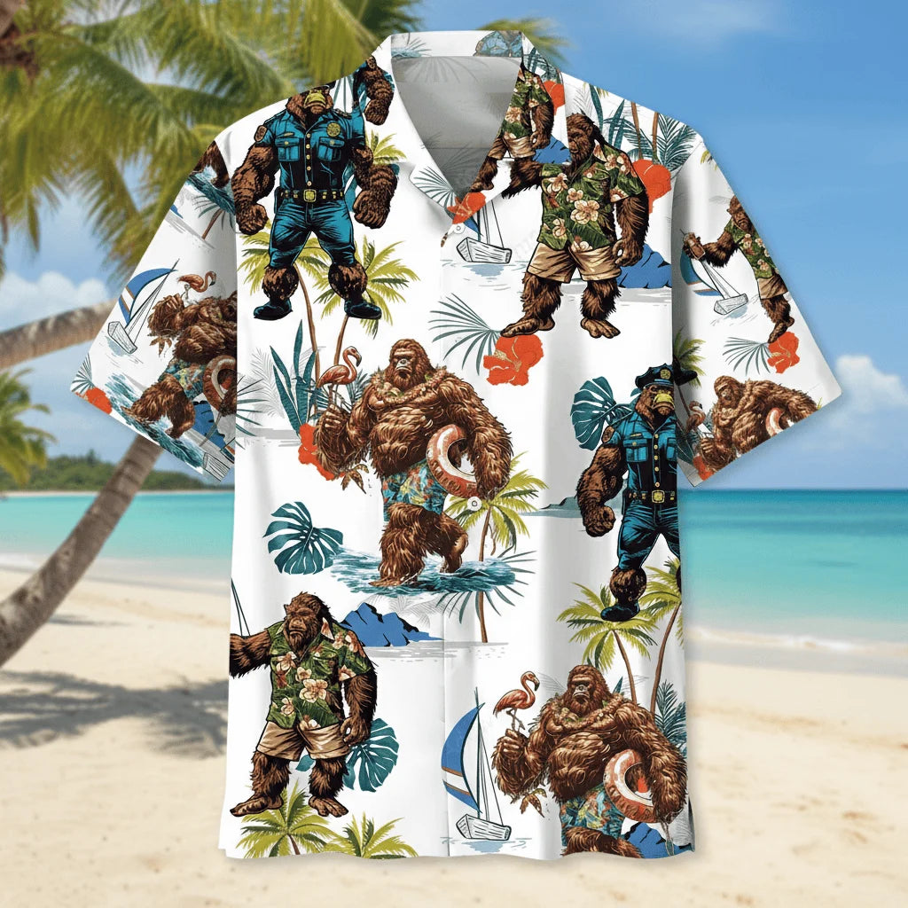 Summer Bigfoot Hawaiian Shirt, custom shirt gift for men (view 2)