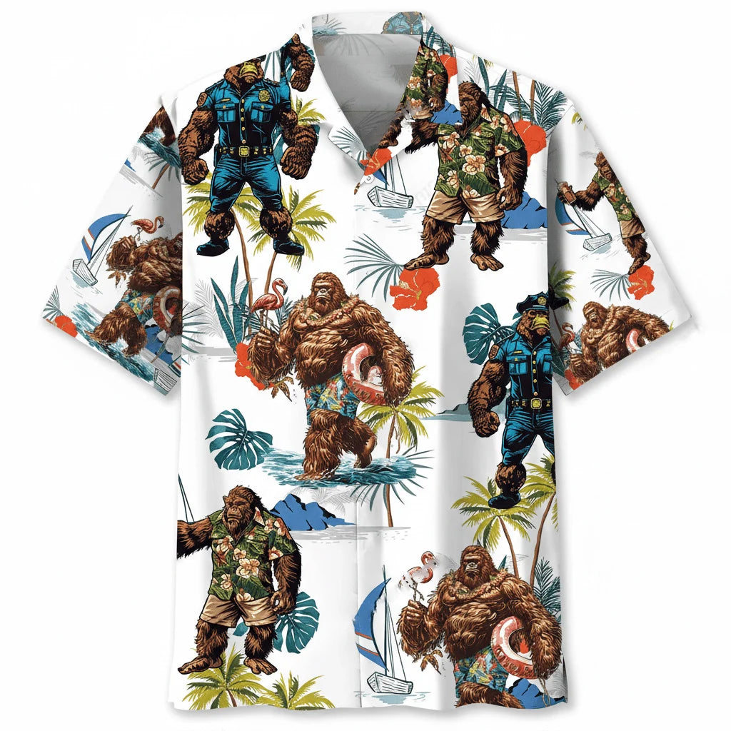 Summer Bigfoot Hawaiian Shirt, custom shirt gift for men (view 3)