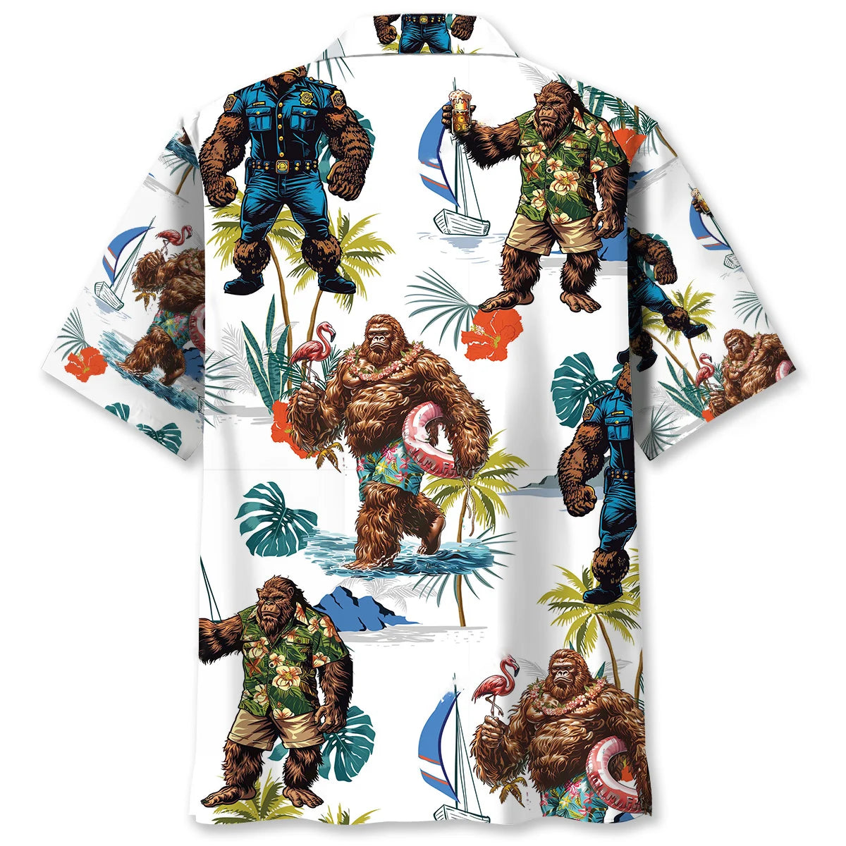 Summer Bigfoot Hawaiian Shirt, custom shirt gift for men (view 4)