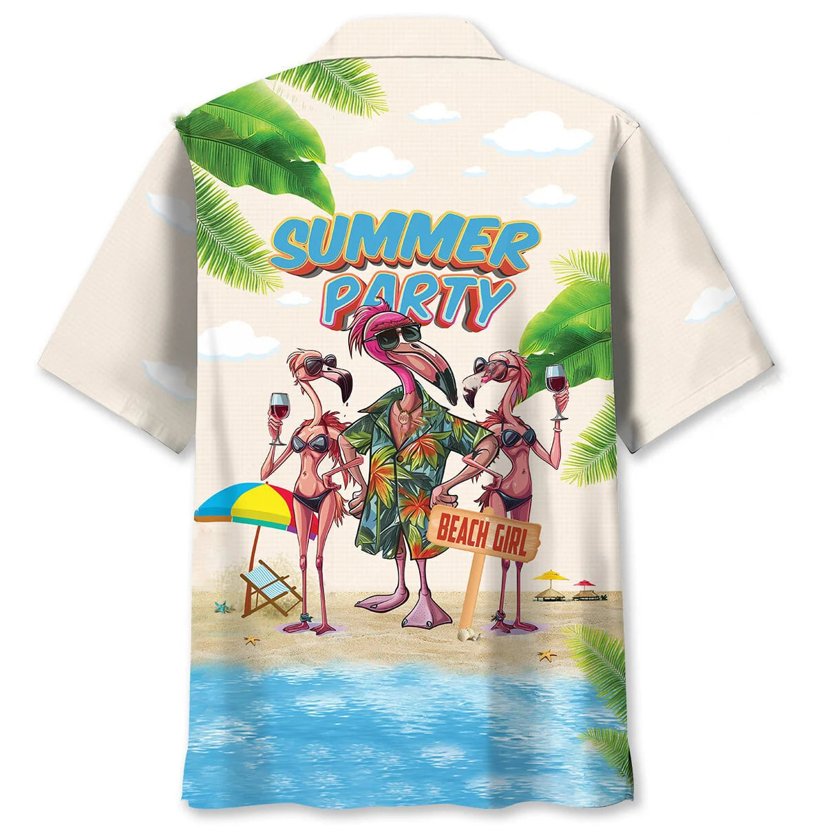 Summer Party Flamingo Hawaiian Shirt, custom shirt gift for men (view 2)
