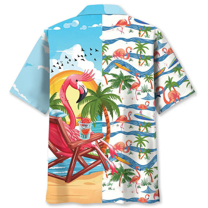 Summer Vacation Flamingo Hawaiian Shirt, custom shirt gift for men (view 2)