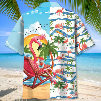 Summer Vacation Flamingo Hawaiian Shirt, custom shirt gift for men (view 3)