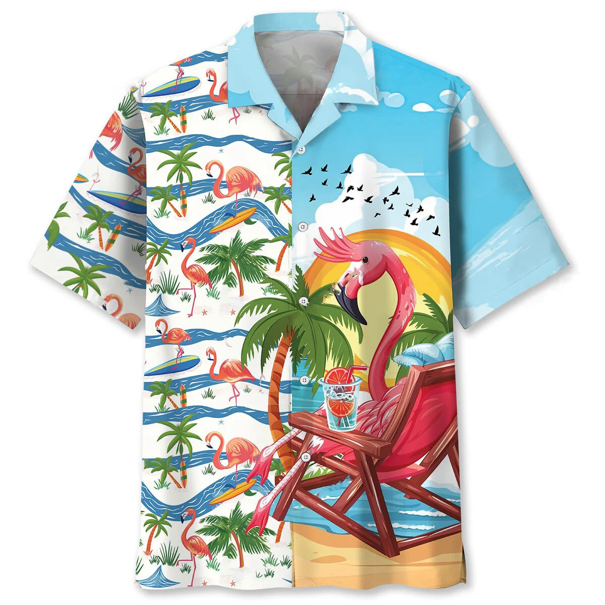 Summer Vacation Flamingo Hawaiian Shirt, custom shirt gift for men (view 4)