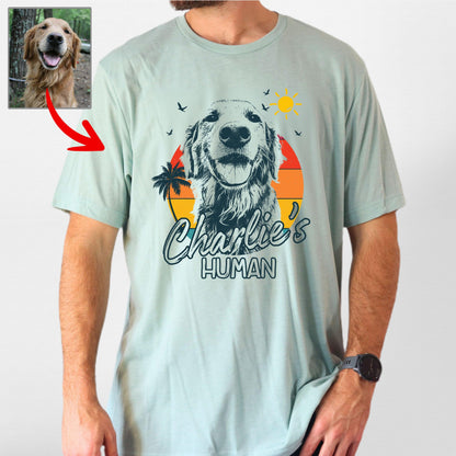 Summer Vibes Customized Dogface T-Shirt for Dad, custom pet portrait gift for pet lovers (view 4)