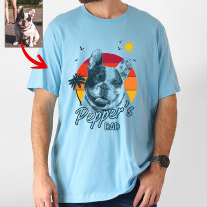 Summer Vibes Customized Dogface T-Shirt for Dad, custom pet portrait gift for pet lovers (view 5)