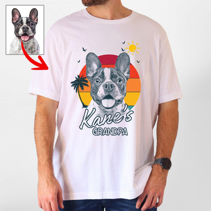 Summer Vibes Customized Dogface T-Shirt for Dad, custom pet portrait gift for pet lovers (view 3)