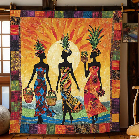 Sun Queen African Woman Quilt Blanket