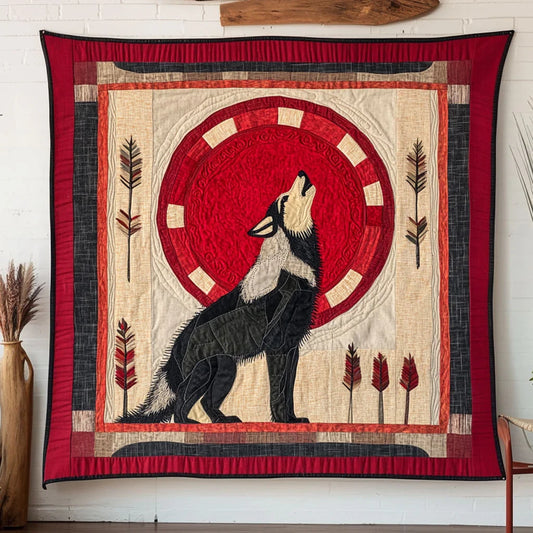 Sun Warrior Wolf Quilt Blanket
