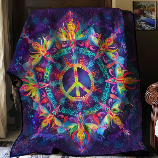 Sunburst Peace Sign Quilt Blanket