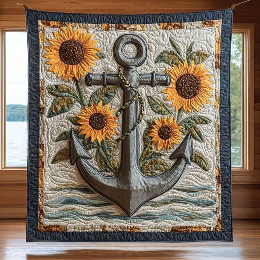 Sunflower Anchor Bloom Quilt Blanket