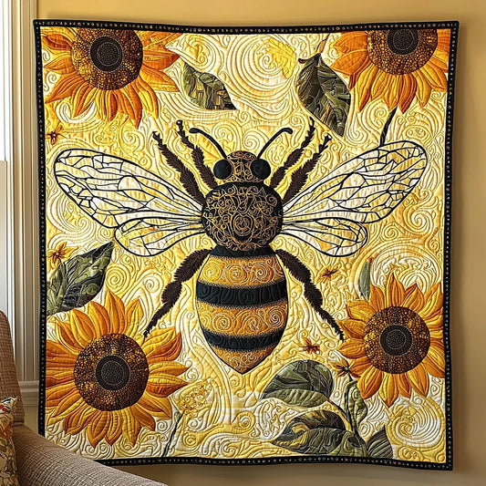 Sunflower Bee Quilt Blanket