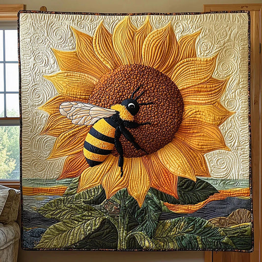 Sunflower Bee Quilt Blanket