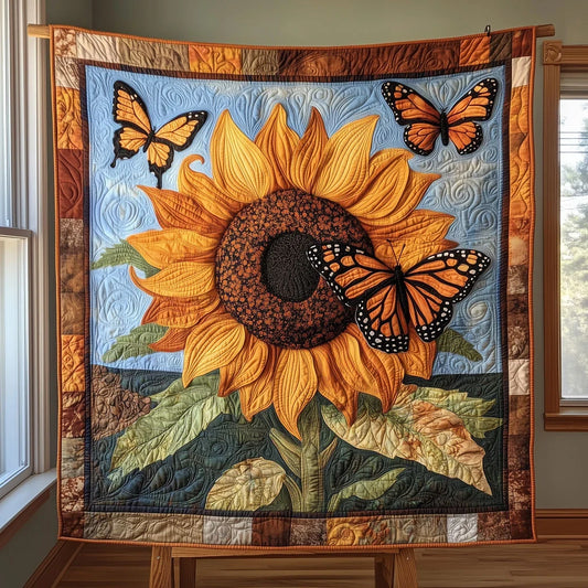Sunflower & Butterfly Quilt Blanket