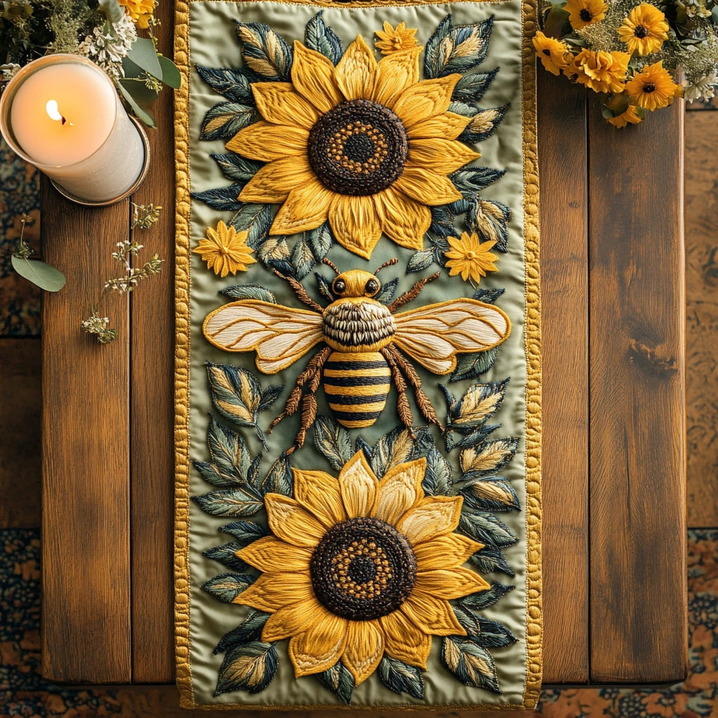 Sunflower Buzz Quilted Table Runner