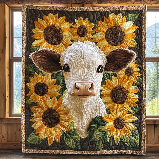 Sunflower Cow Quilt Blanket
