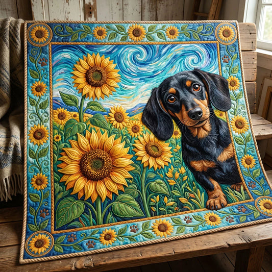 Sunflower Dachshund Delight Quilt Blanket