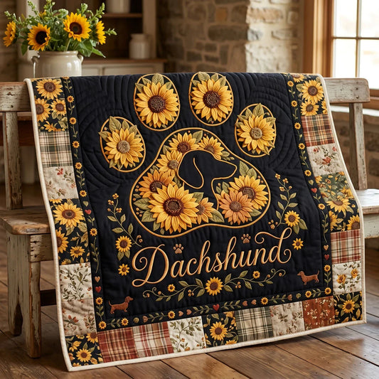 Sunflower Doxie Dreams Quilt Blanket