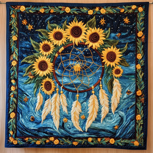 Sunflower Dreamcatcher Magic Quilt Blanket