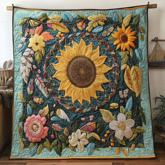 Sunflower Dreamcatcher Spark Quilt Blanket
