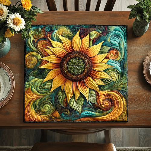 Sunflower Field Quilted Table Topper