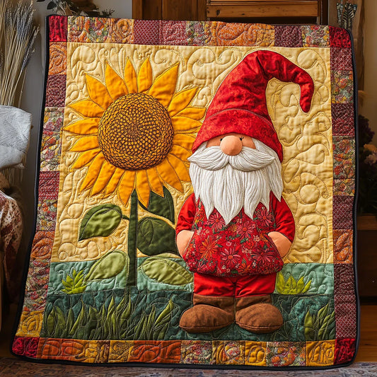 Sunflower Gnome Quilt Blanket
