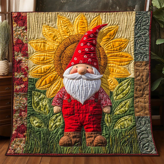 Sunflower Gnome Quilt Blanket