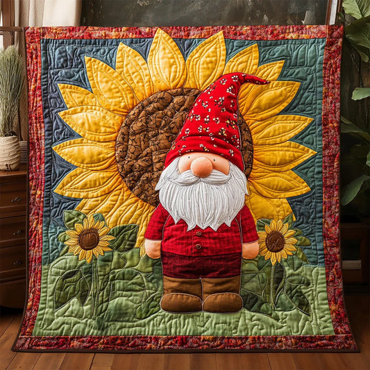 Sunflower Gnome Quilt Blanket