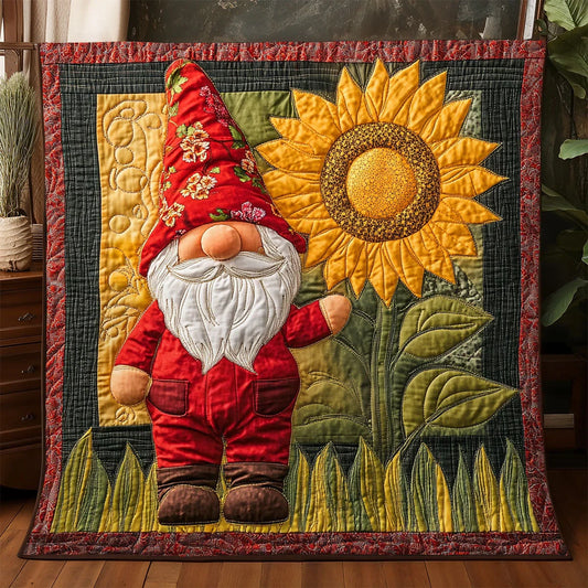 Sunflower Gnome Quilt Blanket
