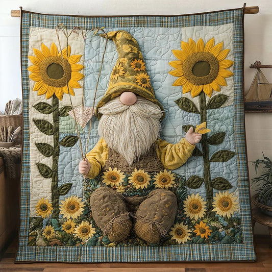 Sunflower Gnome Quilt Blanket