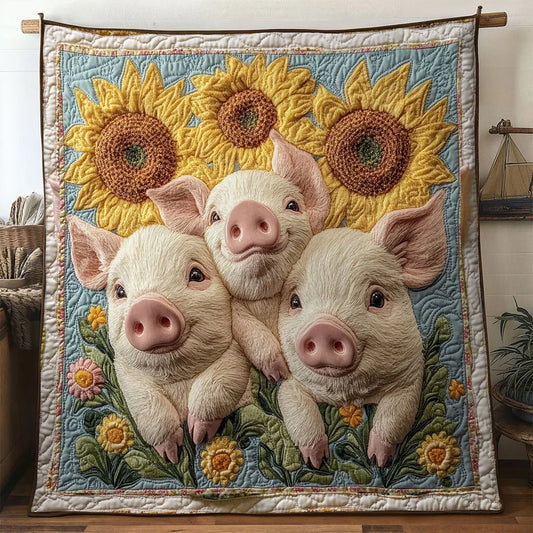 Sunflower Pig Quilt Blanket