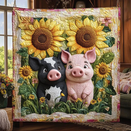 Sunflower & Piglet Friends Quilt Blanket