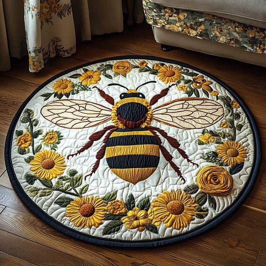 Sunflower Sentinel Quilted Round Mat