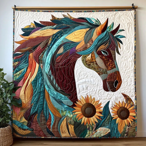 Sunflower Stallion Quilt Blanket