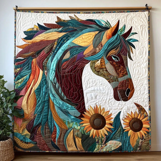 Sunflower Stallion Quilt Blanket
