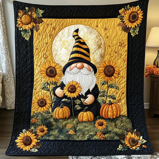 Sunflowers Gnome Quilt Blanket