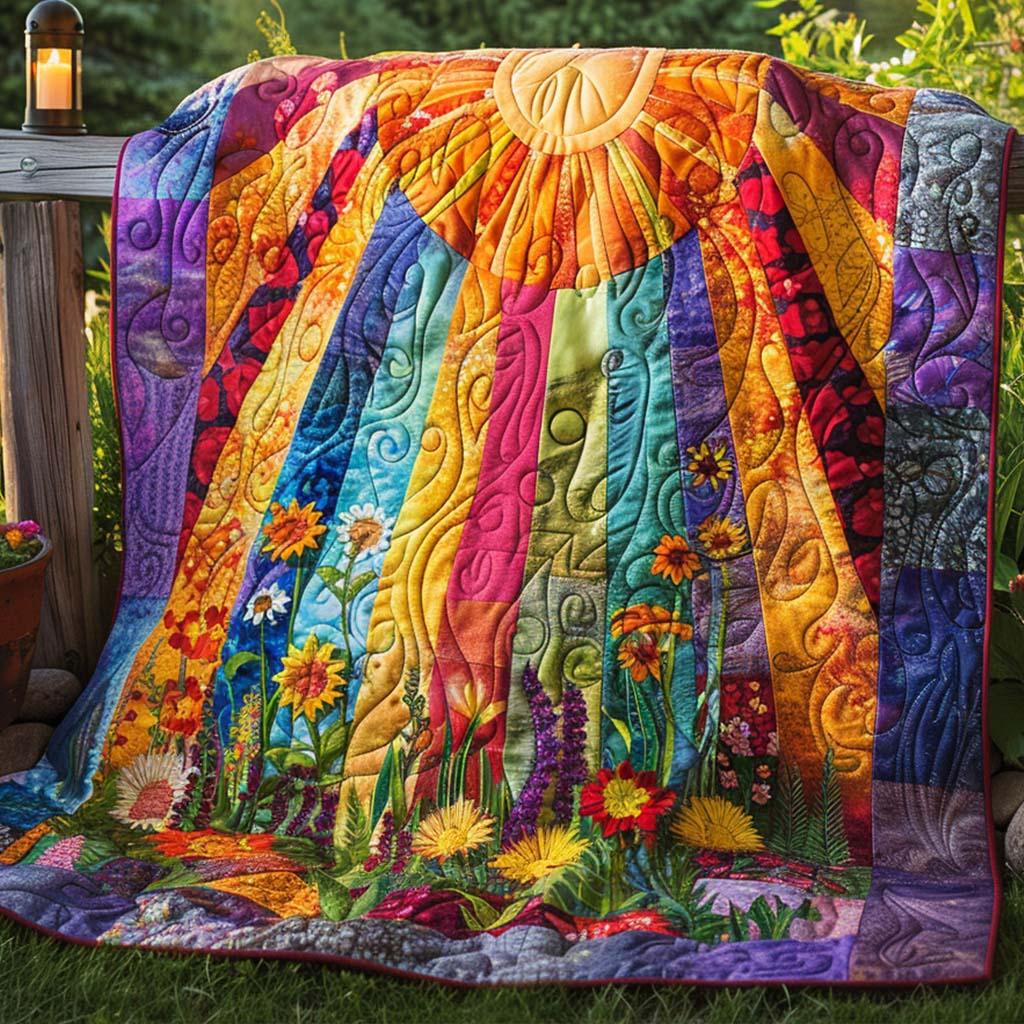 Sunlit Bliss Quilt Blanket - Quilted Blanket by OtterMia